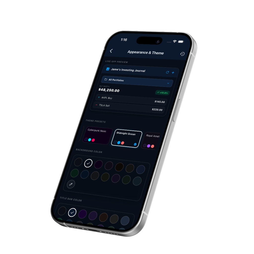 Forge Journal Appearance & Theme Selector